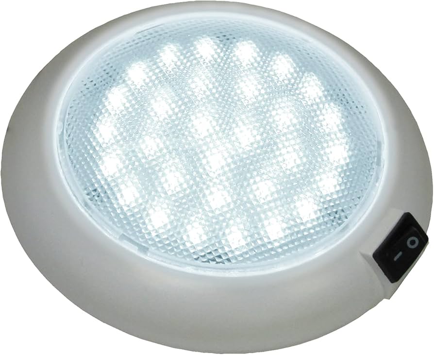 00511-WH LED Dome Light, W/Switch, Cool White W/20X White LED 1.3W/12VDC-24VDC